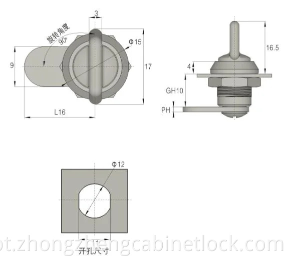 Fechadura de cilindro de liga de zinco Zonzen para gabinete industrial Ms715
